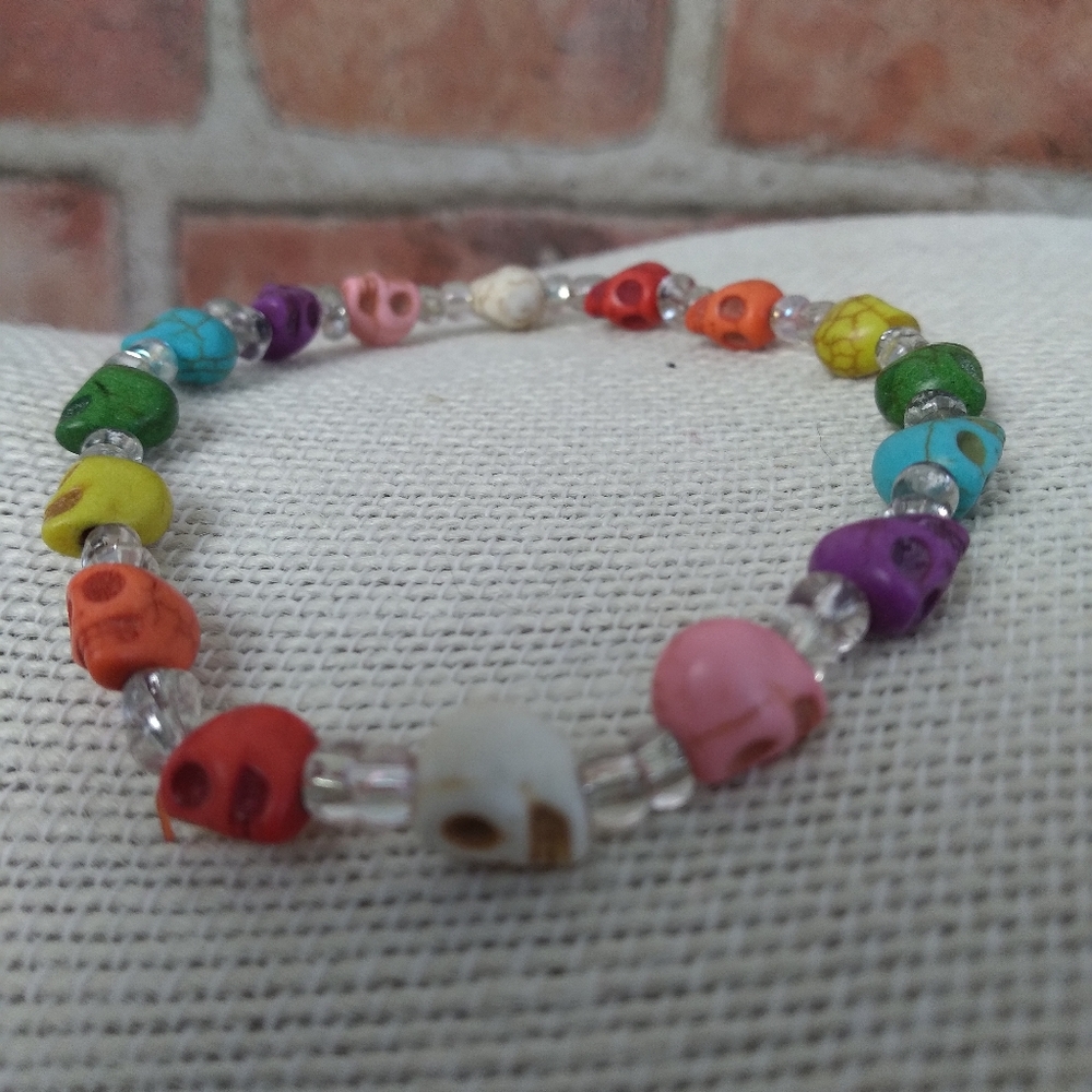 Rainbow skull bracelet